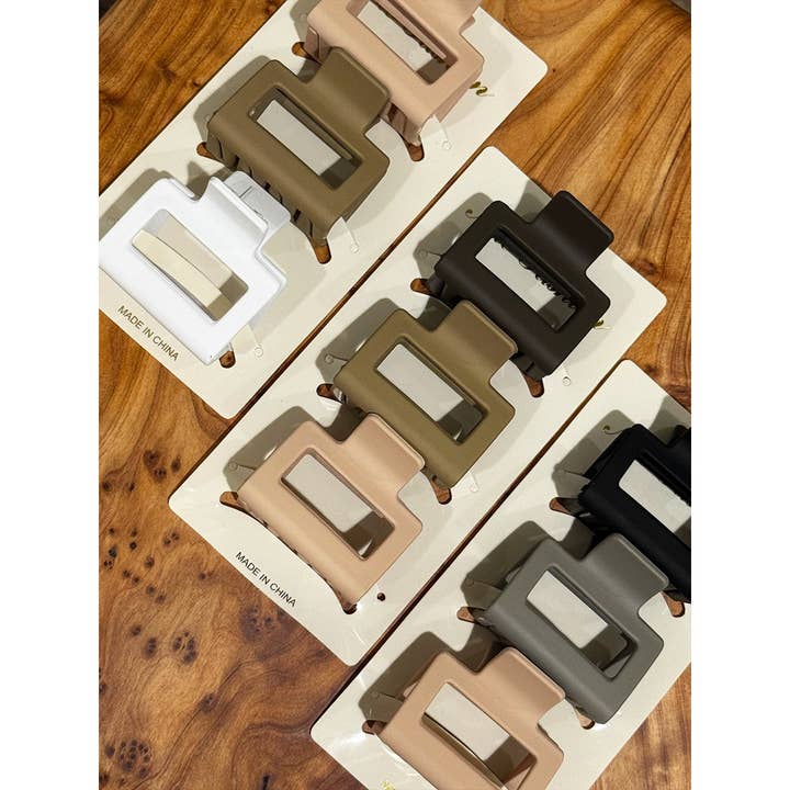 Neutral Color Medium Size Rectangle Hair Claw Set for wholesale on Faire3