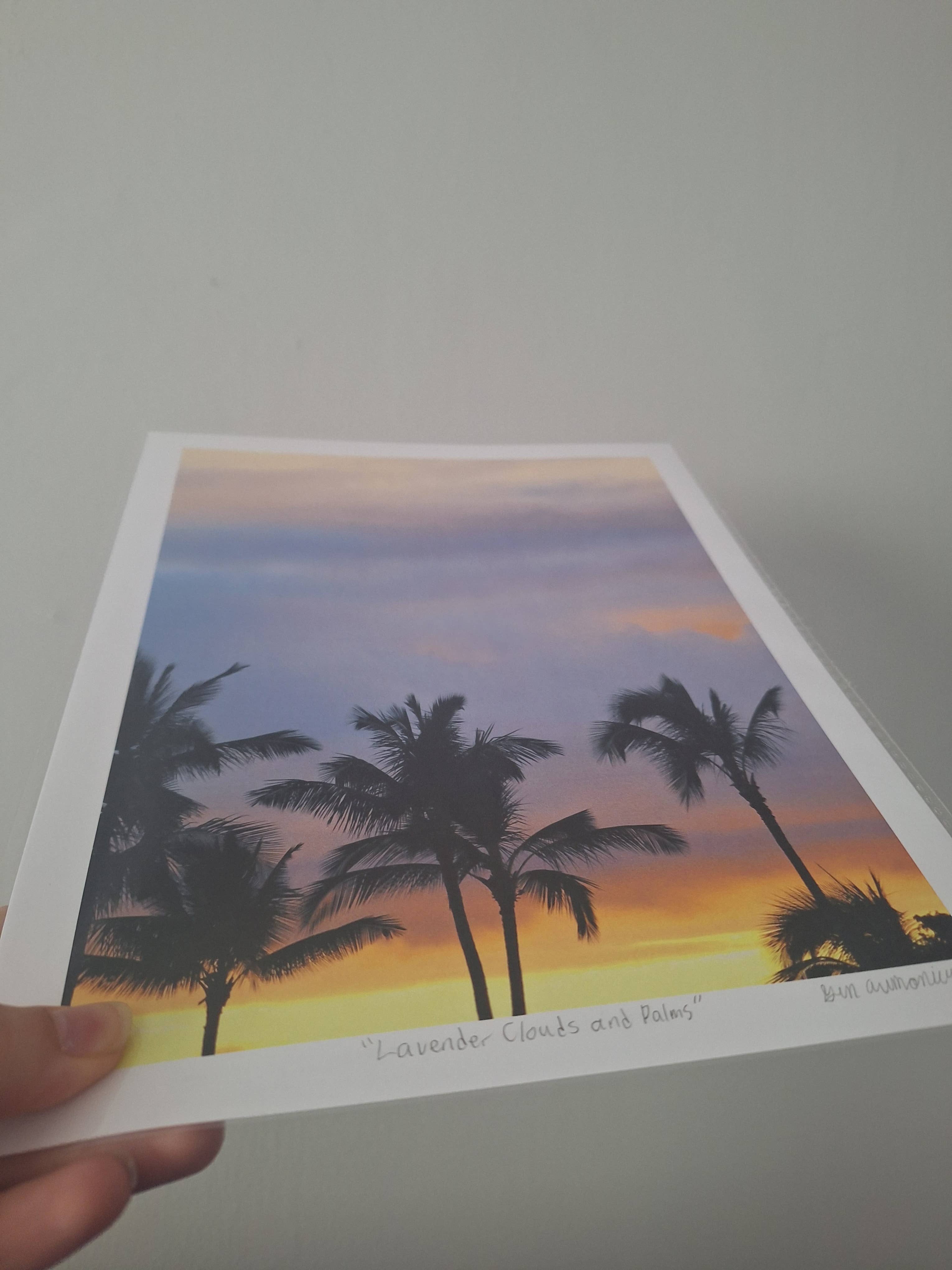 Gen Aumonier Art - Wholesale Art Print - Lavender Clouds & Palms 8"x10" Signed Photography Art Print4