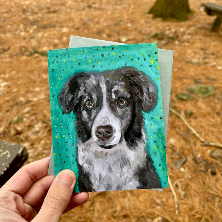 Biglietto di auguri con cane, design Pastore Inglese per la vendita all'ingrosso da parte di Deking Art