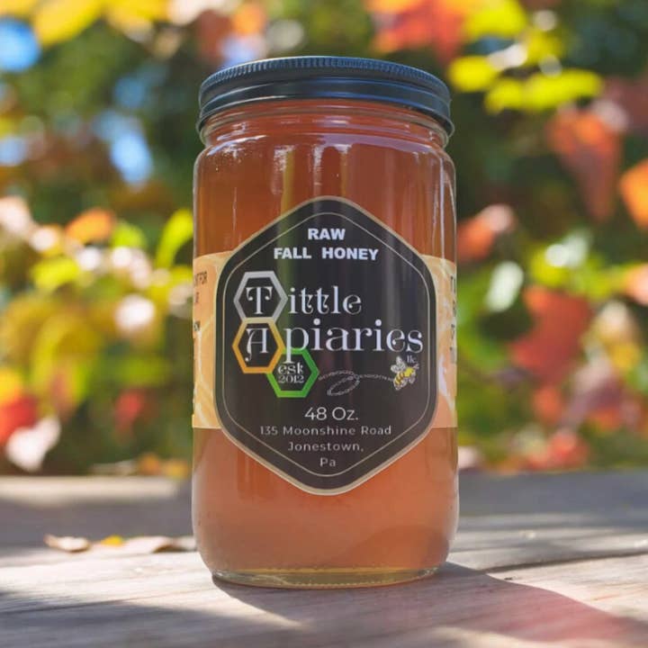 Raw PA Fall Honey - 45 oz Glass Jar for wholesale by Tittle Apiaries, LLC