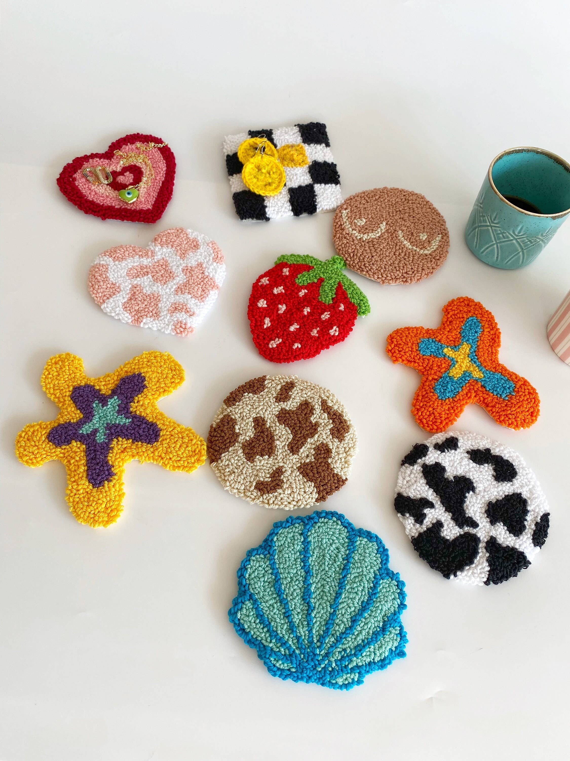 Honey Art and Nature – wholesale Coasters – Customizable Hand Tufted Punch Needle Coasters