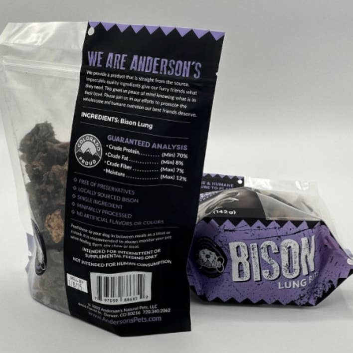 Anderson's Natural Pet - Wholesale Pet Treats - Dog - Bison Lung Bits (Multiple Sizes) 1