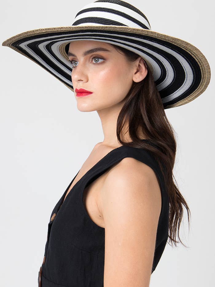 Dynasty Hat - Schwarz/Natur für den Großhandel von Pia Rossini Ltd