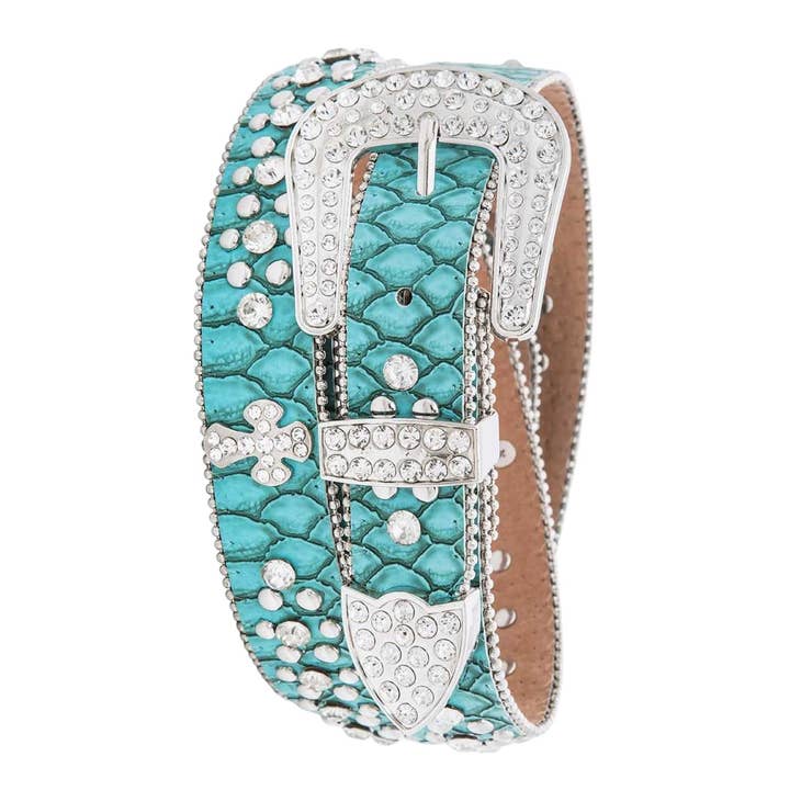 Rope & Spurs - Wholesale Belt - Kids - Crystal & Cross Studs Kids Belt1
