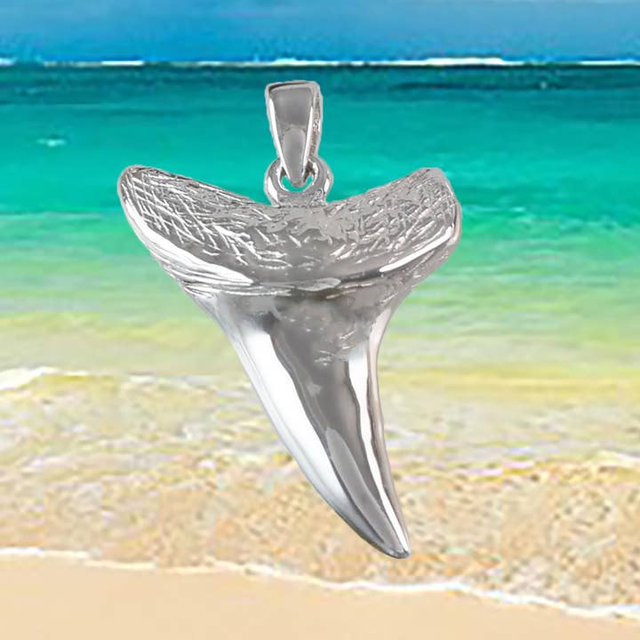 Hawaiian 3D Solid Shark Teeth Pendant, Sterling Silver Shark Teeth 3D Solid Charm Pendant, Christmas Anniversary Mom Birthday Gift for wholesale by Paradise Treasures Jewelry