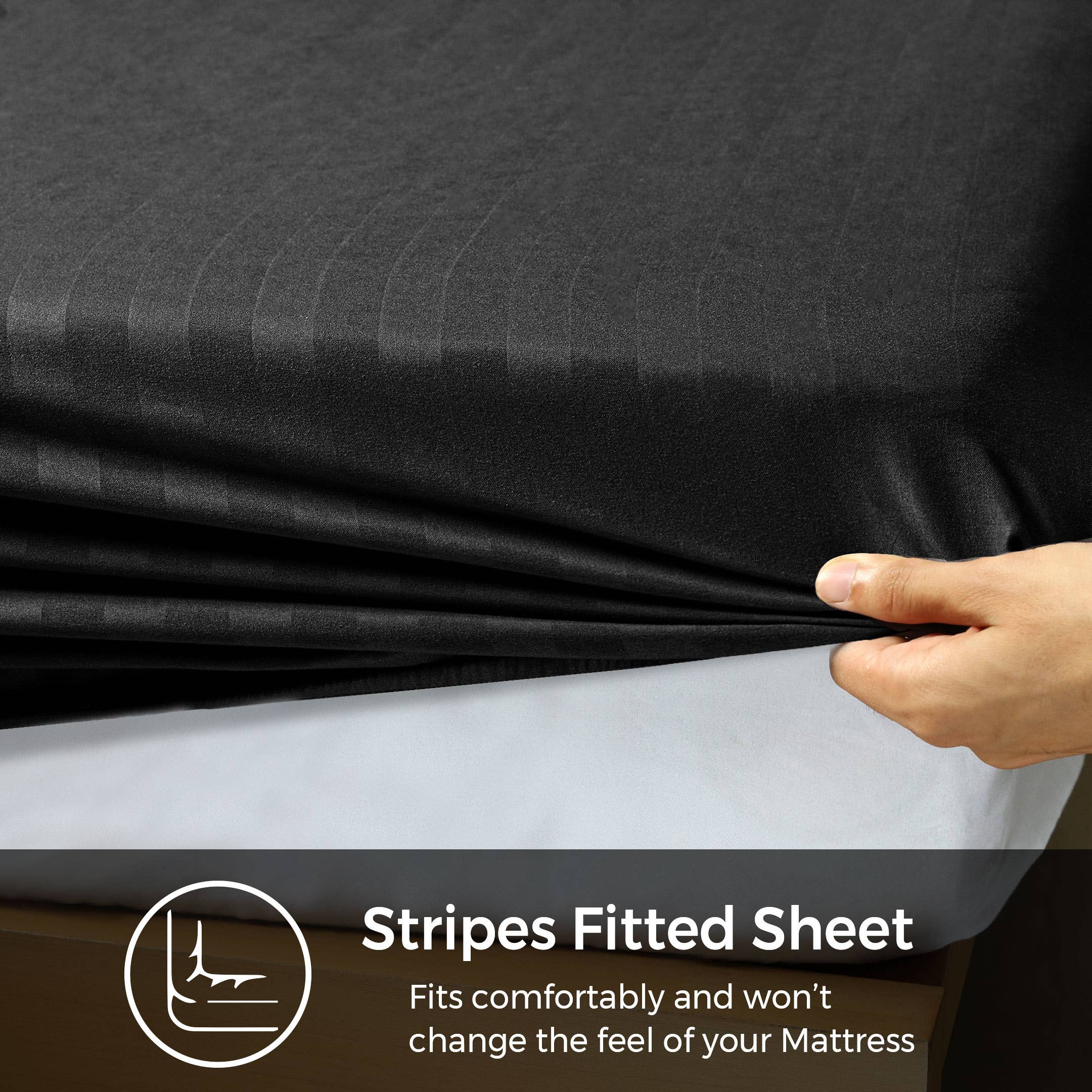 Cotton Passion - Wholesale Fitted Sheet - Satin Stripe Deep Pocket Fitted Sheets Deep Up to 25cm42