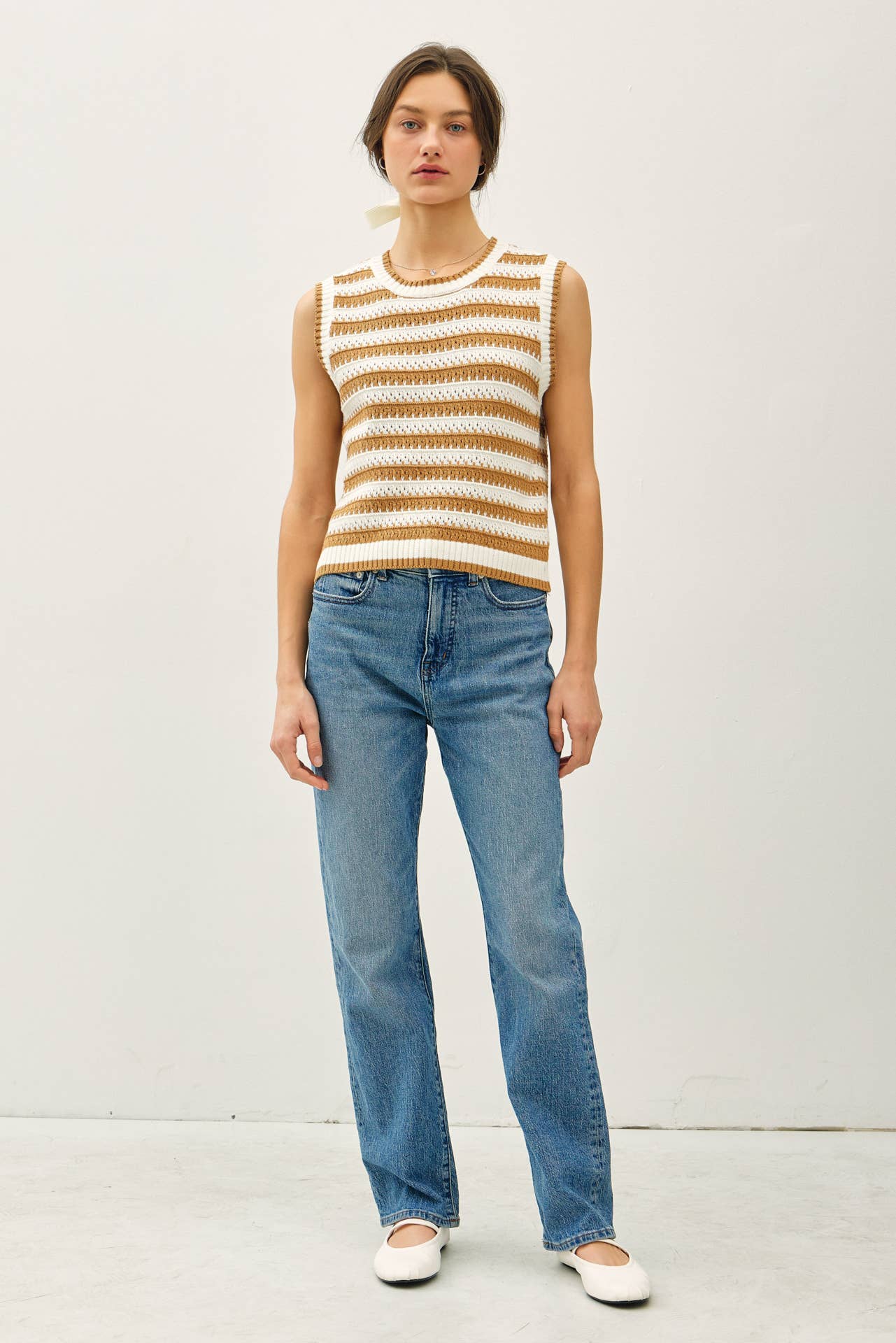 Be Cool - Wholesale Tank Top - Women's - POINTELLE CHUNKY KNIT STRIPED TANK TOP 6