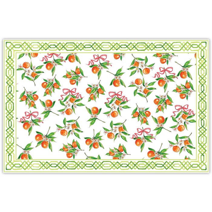 Tovaglietta verde con motivo arance su ramo per la vendita all'ingrosso da parte di RosanneBeck Collections