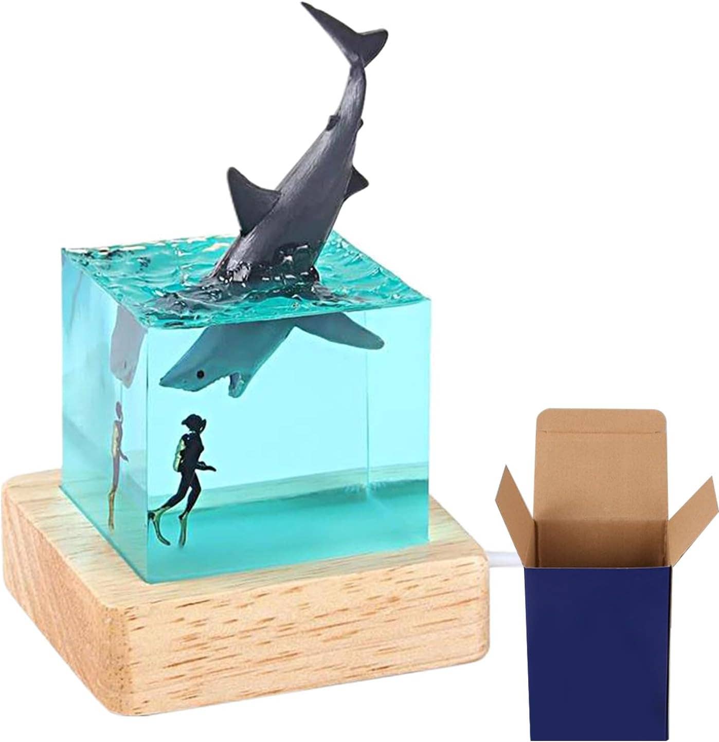 giftland - Wholesale Desk Light - Kids - Epoxy Resin Shark Night Lamp with Wooden Base