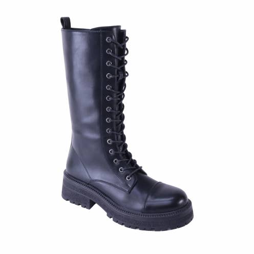 Flat sole and upper with lace up comfort knee Boots-BC9056 for wholesale by Atalina