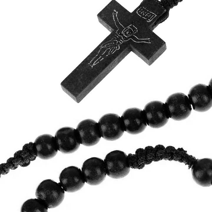 ASSORTED Jesus Christ Cross Prayer Beads Woven Rosary Necklace for wholesale on Faire3