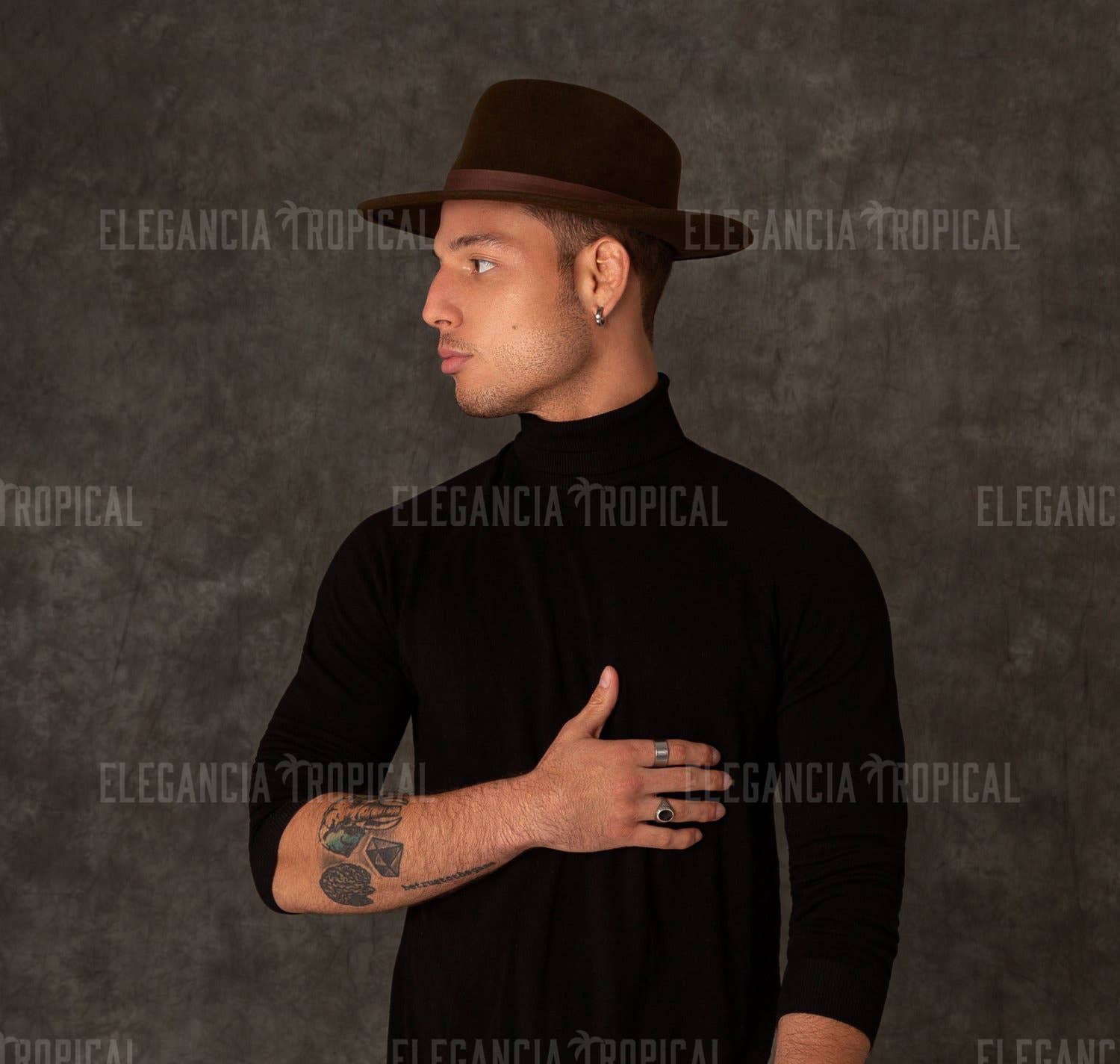 Elegancia Tropical Genuine Panama Hats – Großhandel Fedora-Hut – Unisex – Rocker Brown - Eleganter Wollhut im Festivalstil3