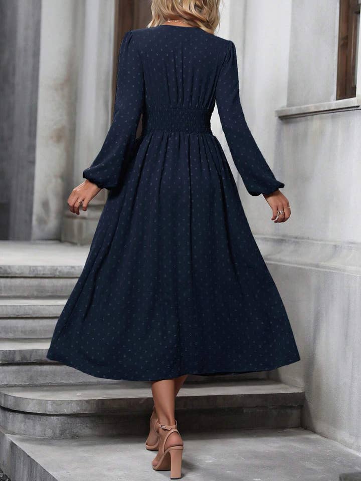 Wholesalesir - Wholesale Dress - Women's - V-neck Lantern Sleeve Dress5