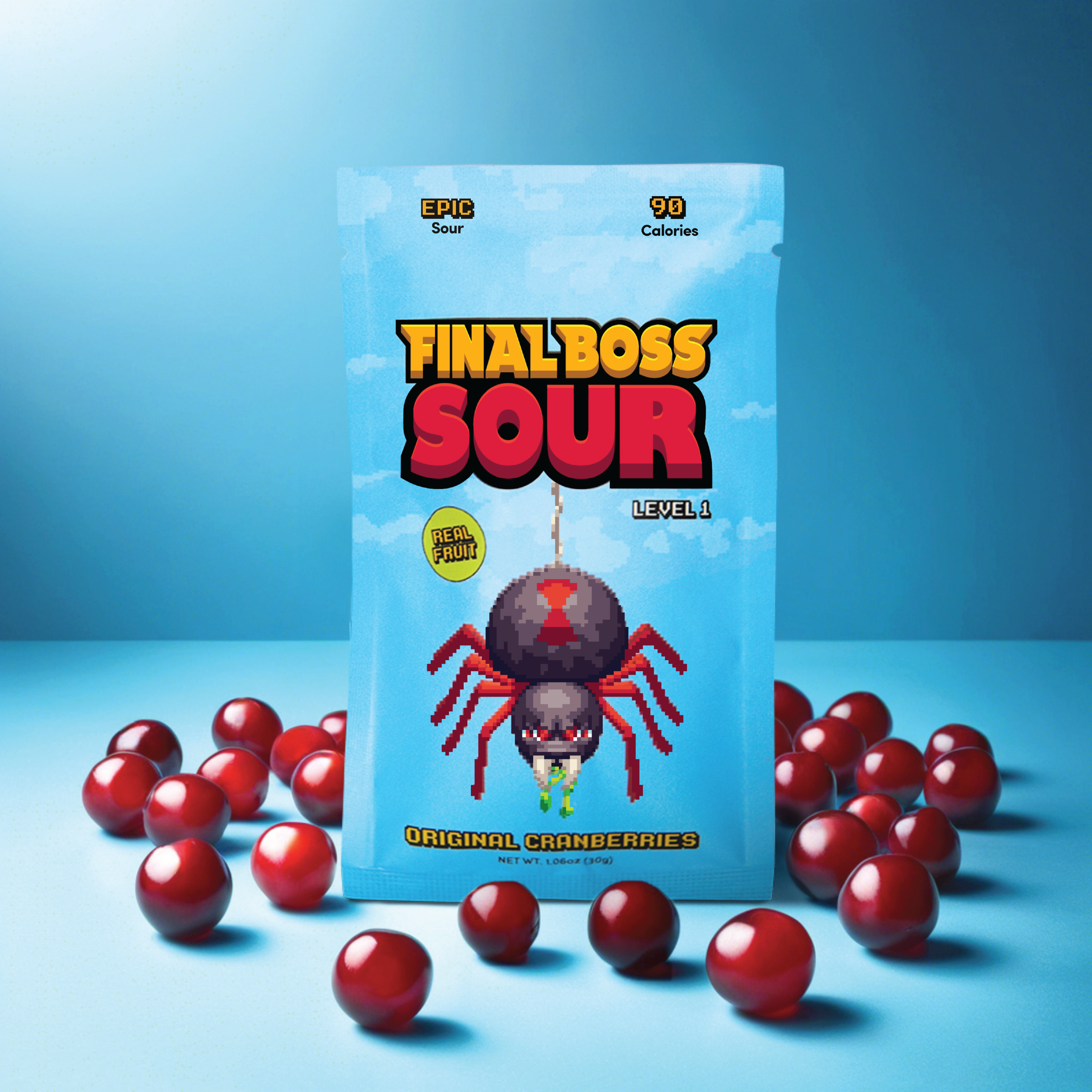 Final Boss Sour - Wholesale Gummy - Level 1 Cranberries (12 pack) Dried Fruit Sour Snack1
