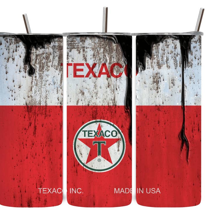 Copo de Aço Inoxidável de 20oz com Palhinha da Alpha Printing – Design Inspirado em Lata de Óleo – Caneca de Viagem Automotiva Retro com Isolamento de Parede Dupla para Bebidas Quentes e Frias por atacado de Alpha Wholesale