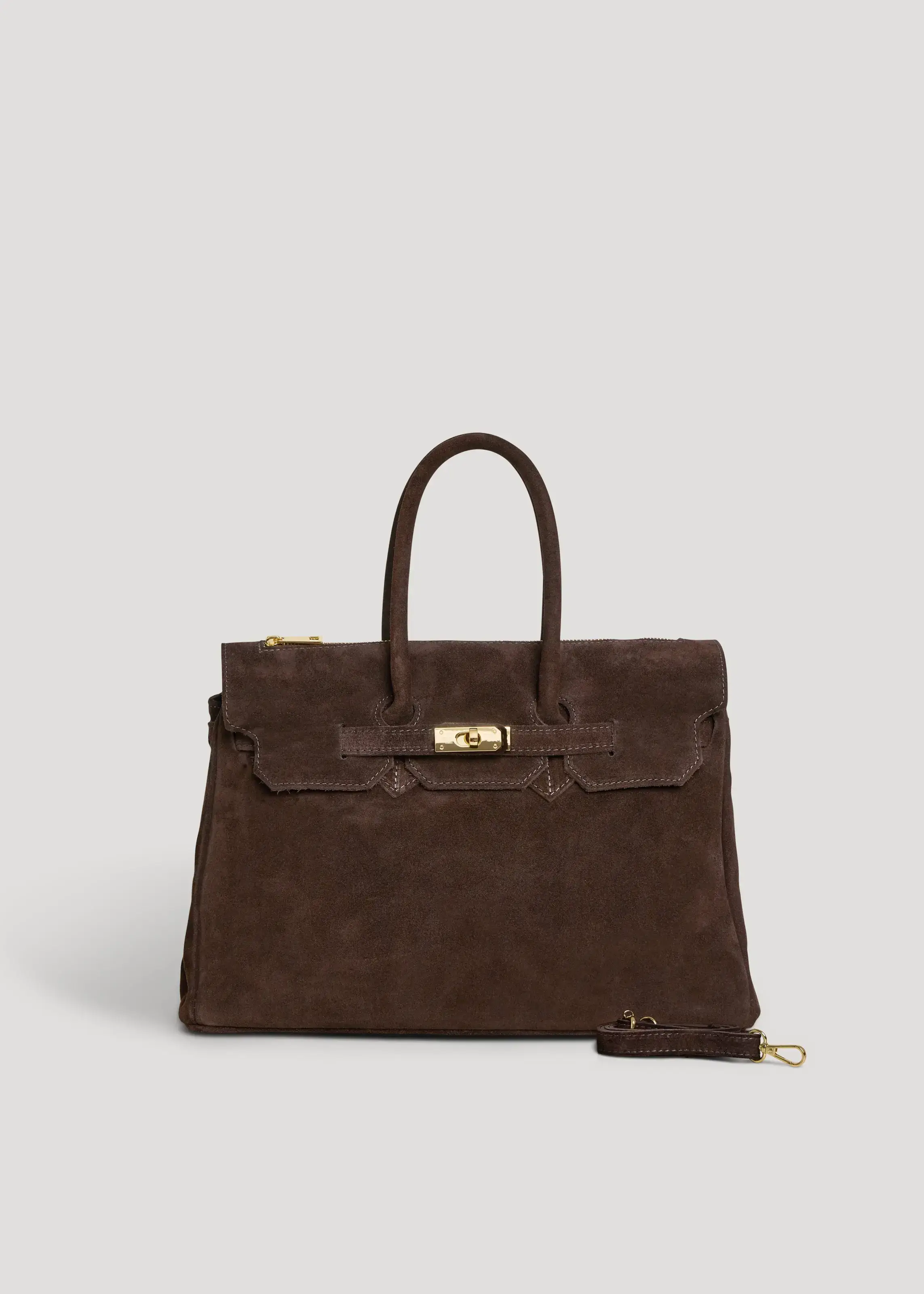 Prestige Milano - Wholesale Top Handle Bag - Women's - Borsa Elizabeth in camoscio marrone scuro e pelle Togo4