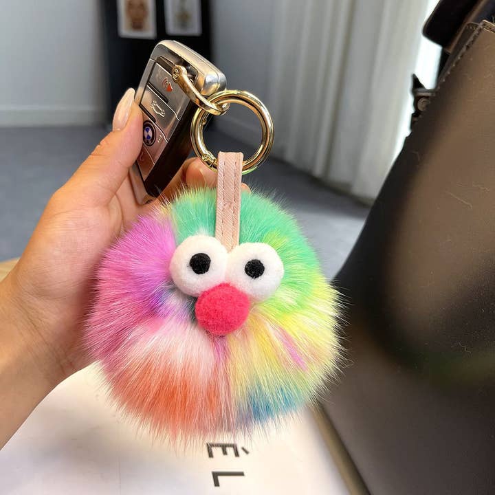 Multicolour Real Fox Hairball Cartoon Figure Hanging Accessory for wholesale on Faire