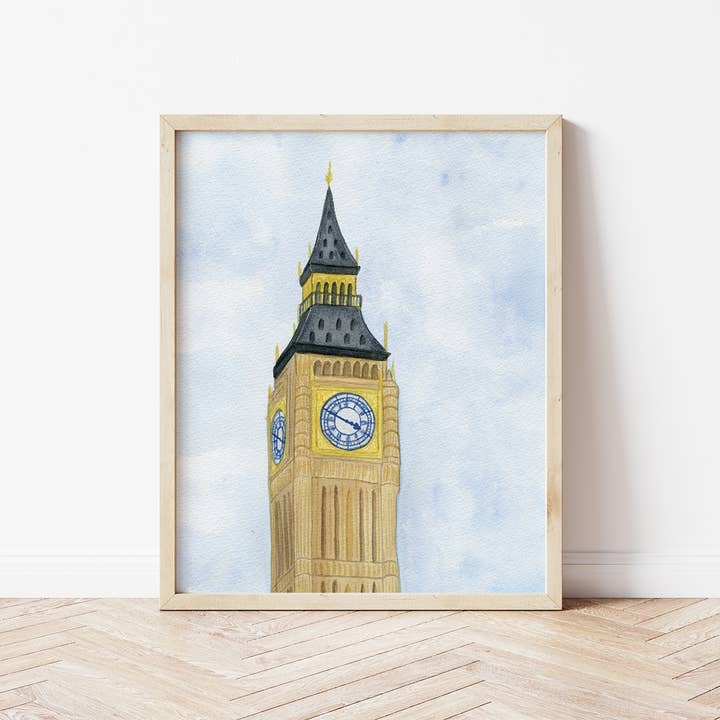 Big Ben Watercolor Print for wholesale by Erika Layne Art
