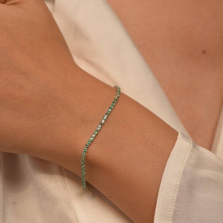 3.02 Carats Natural Emerald Tennis Bracelet in 14K/18K Yellow Gold for wholesale by Evara Jewelry