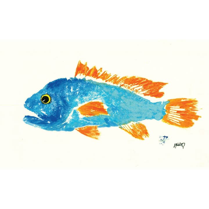 Fish Aye Trading - Wholesale Placemat - FishAye Blue & Orange Fish Placemat Colorful Nautical Decor
