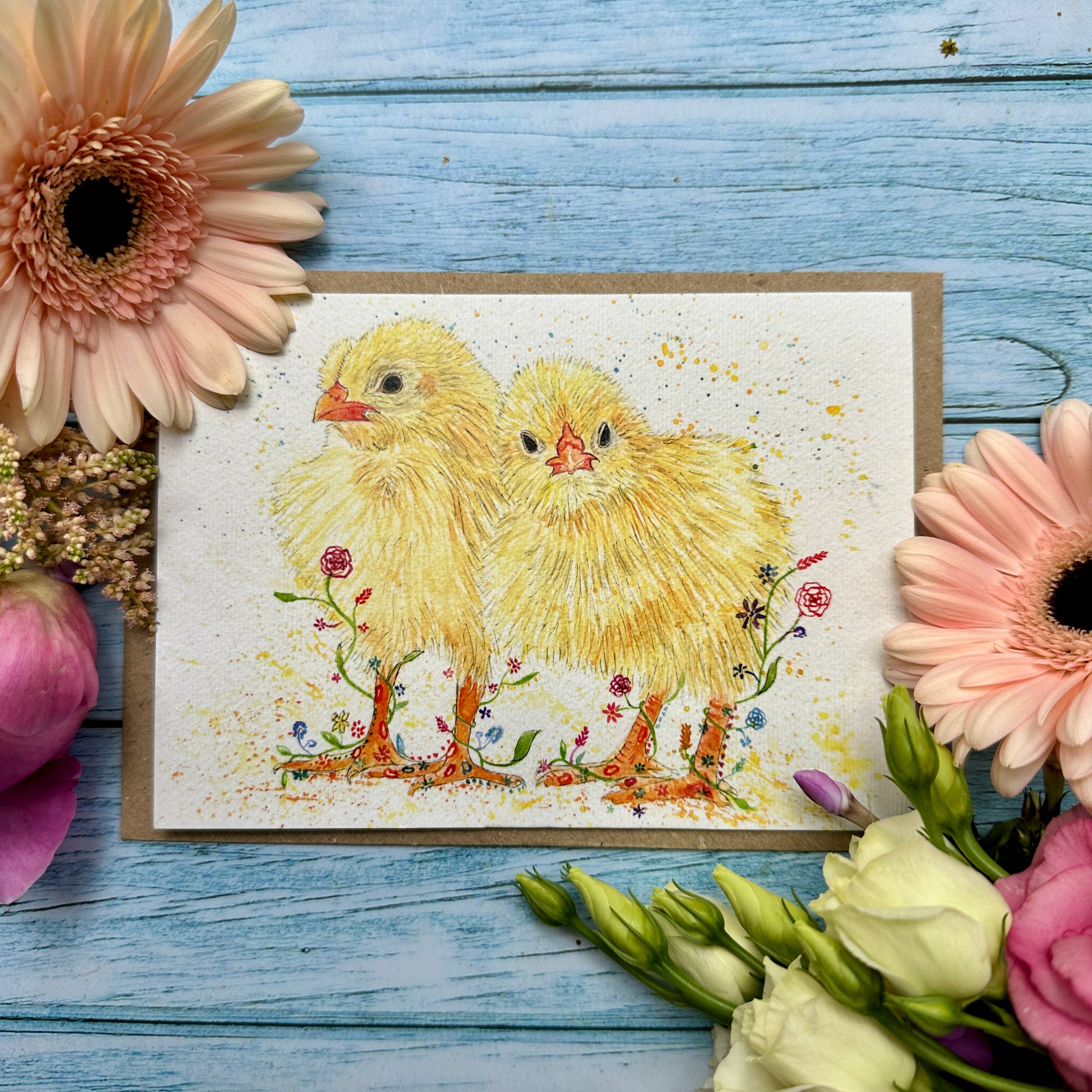 Jen Winnett Eco Artist - Wholesale Easter Card - Chicks | Eco Friendly Card Colourful Greetings Easter Blank2