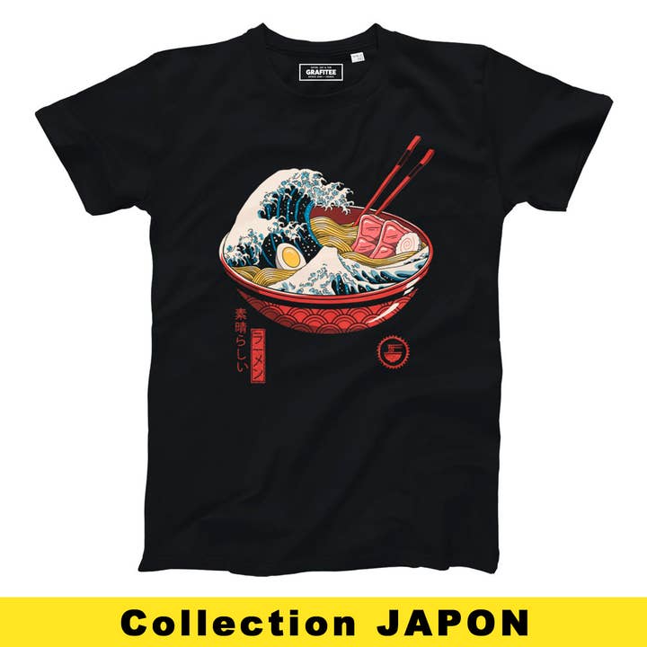 Grafitee - Wholesale Screen Printed T-Shirt - Unisex - Great Ramen Wave Tee - Manga Graphic Tee