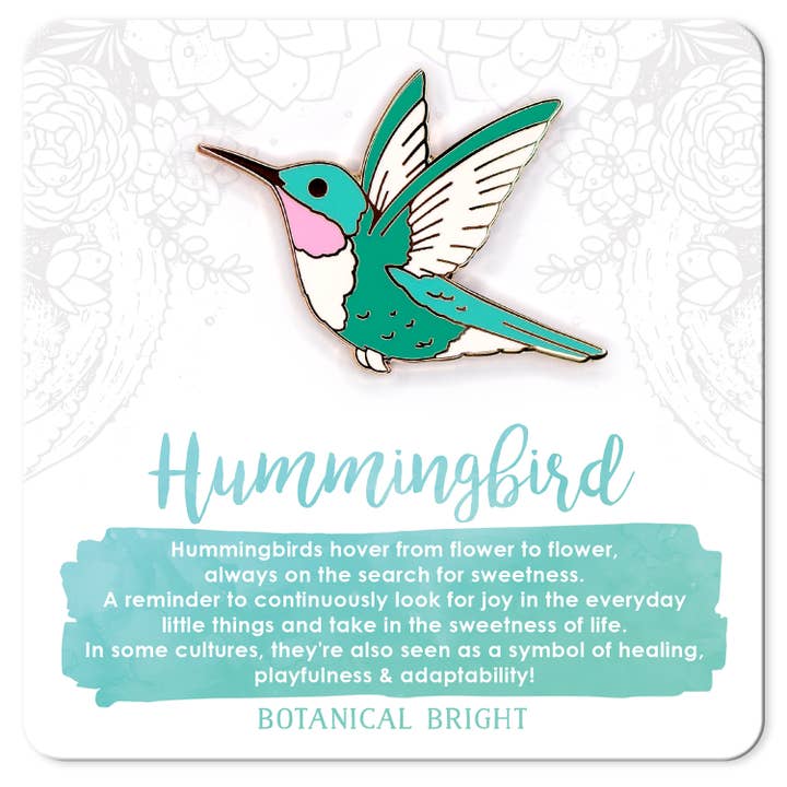 Hummingbird Enamel Pin for wholesale by Botanical Bright