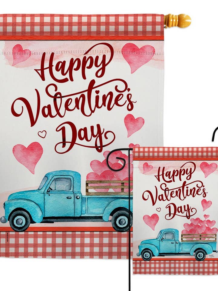 Valentines Truck Springtime Valentine Vehicle Decor Flag for wholesale by Two Group Flag Co