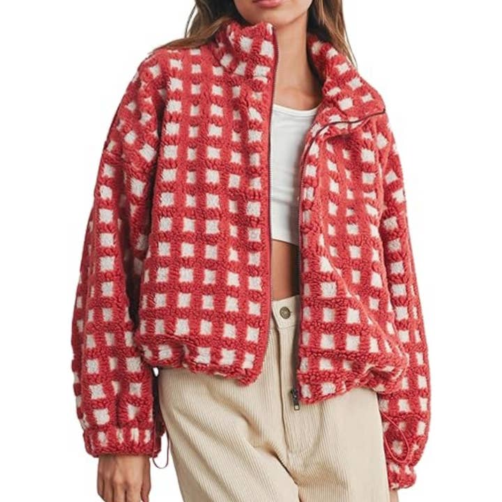 Hope & Sunshine - Wholesale Jacket - Women's - Plaid Lambswool Fashion Jacket16