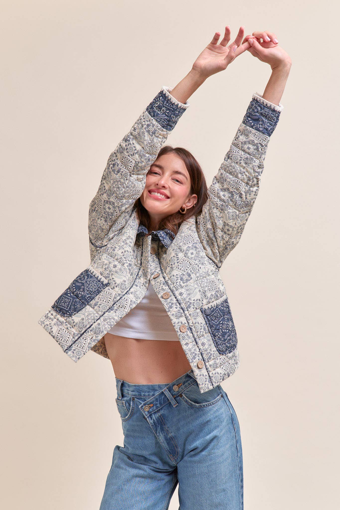 &MERCI - Wholesale Jacket - Women's - QUILTED BANDANA PRINT JACKET MJK41214