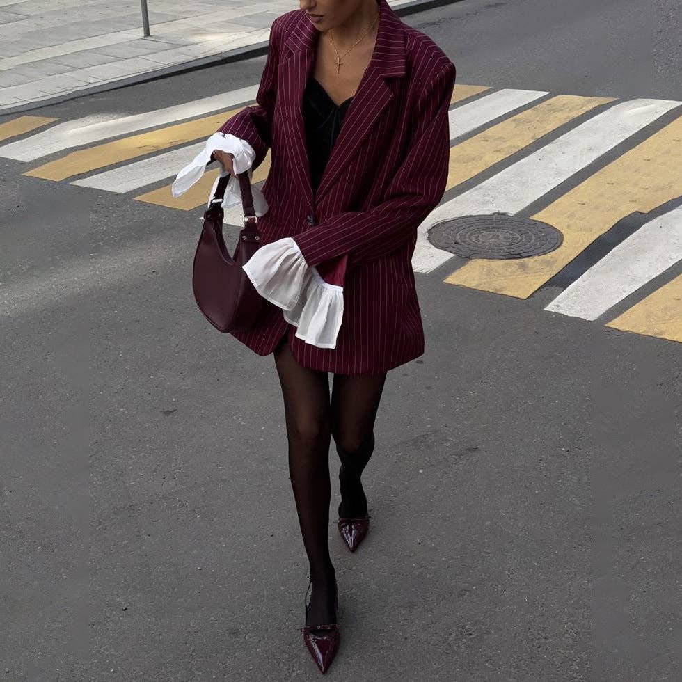 Marayn - Wholesale Blazer - Women's - 2025 NEW Oversized Blazer Chic Stripes Lace and Unique Flair14