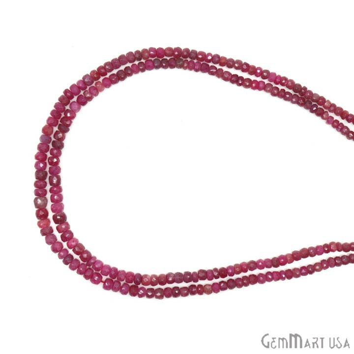 GemMartUSA - Wholesale Beads - Ruby Rondelle Beads,13Inch Natural Gemstone Strand,3-4mm2