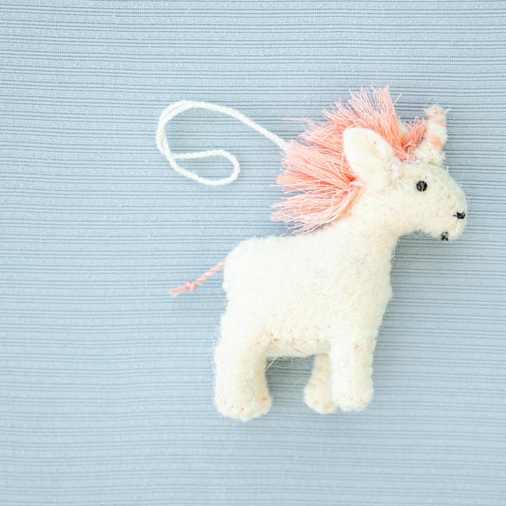 Rahab's Rope - Wholesale Ornament - Whimsy Holiday Felt Unicorn Christmas Ornament