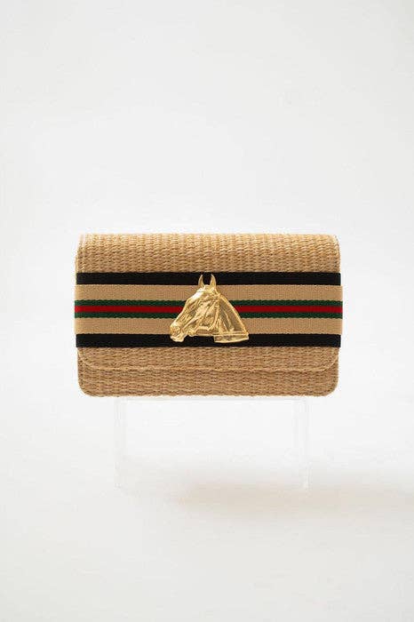 Lisi Lerch – wholesale Kuvertväska - Dam – Rubinröd Stråväska - Sandlager med Svart - Gulddetalj - WS0