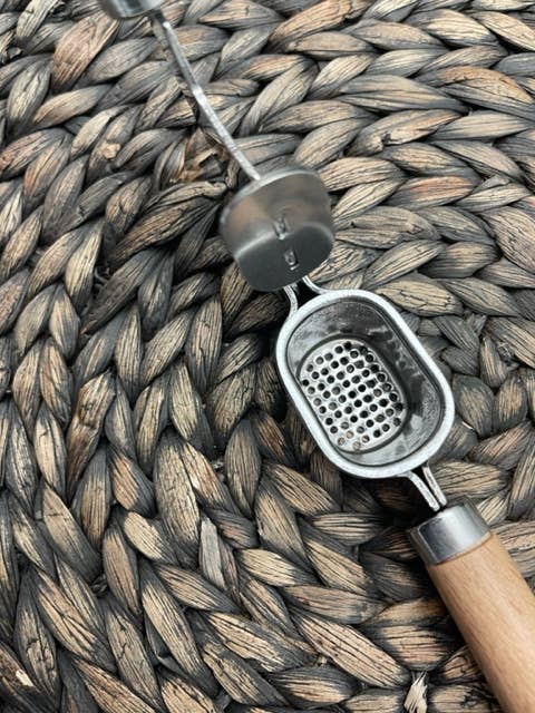 Hazel Grove Customs - Wholesale Kitchen Tool/Gadget - Blank Wood Handle Garlic Press, Garlic Masher, KitchenGadget1