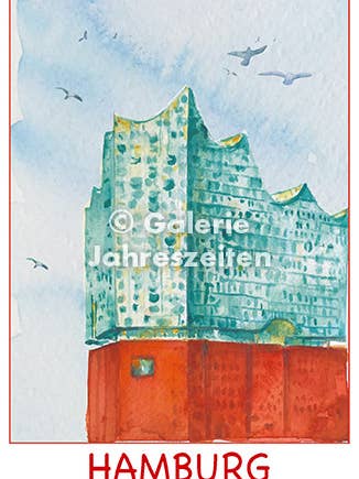 Hamburg Elbphilharmonie Klappkarte für den Großhandel von Karen Utermann Galerie Jahreszeiten
