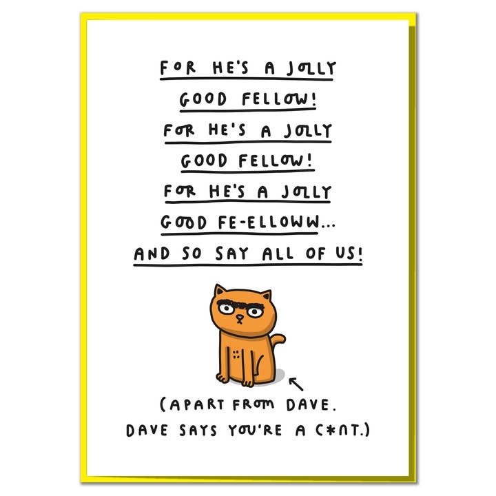 Jolly Good Fellow. Funny Birthday Card. for wholesale by Mungo And Shoddy