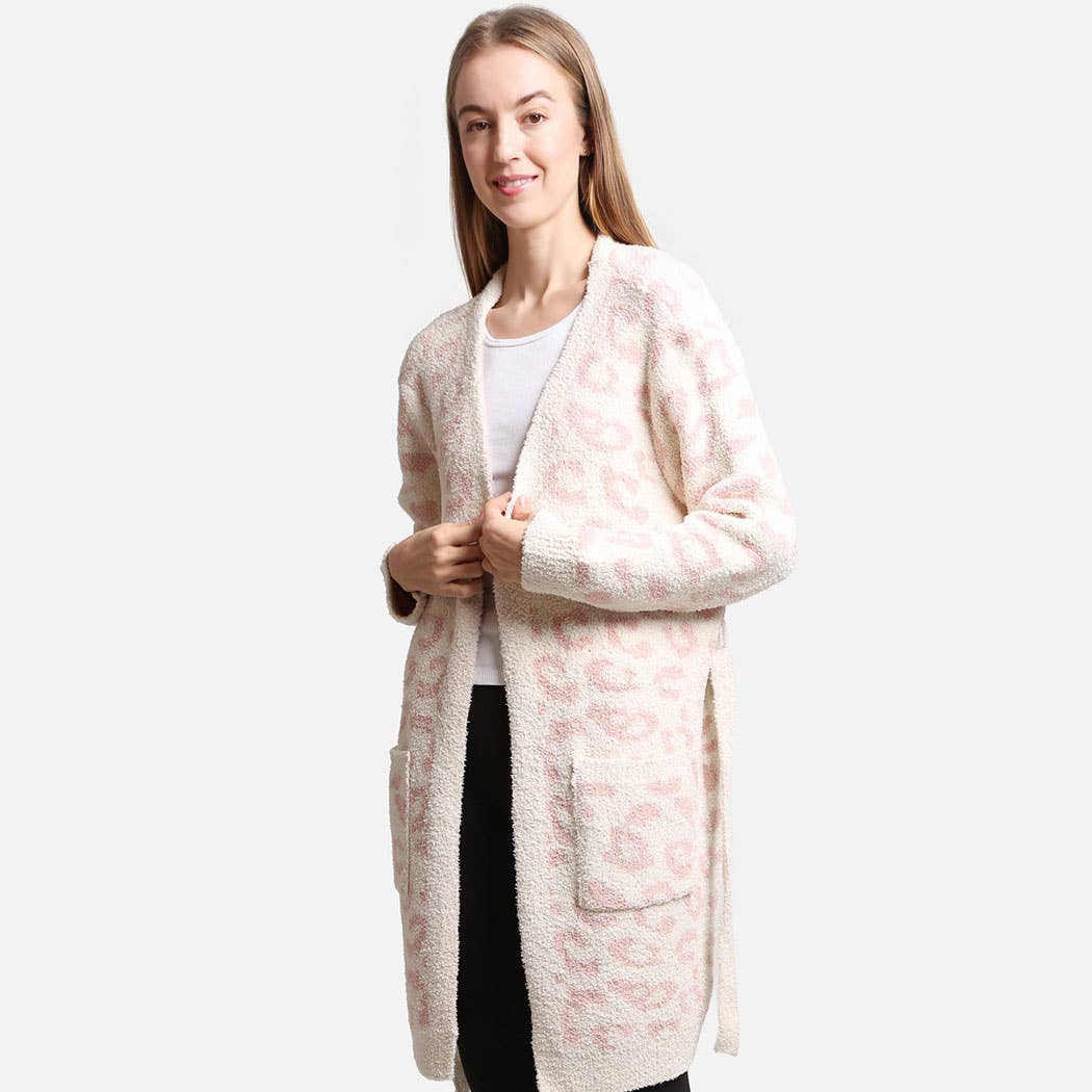 Fashion City - Venta al por mayor Bata - Mujer - Bata suave para mujer con estampado de leopardo, bolsillos y cinturón15