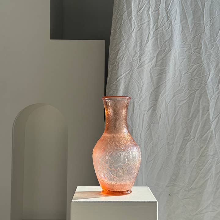 Large vintage Italian molded glass pink vase H31 for wholesale on Faire1