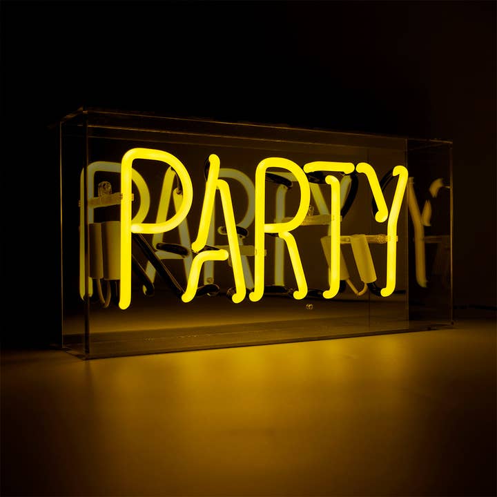 'Party' Glass Neon Sign - Yellow for wholesale by Locomocean Ltd
