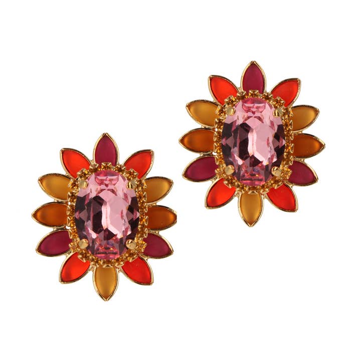 Twinkling Red Flower Earrings for wholesale by OTAZU
