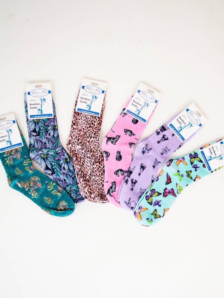 Bamboe jurksokken voor dames, verschillende prints voor wholesale door Blue Sky Clothing Co LLC