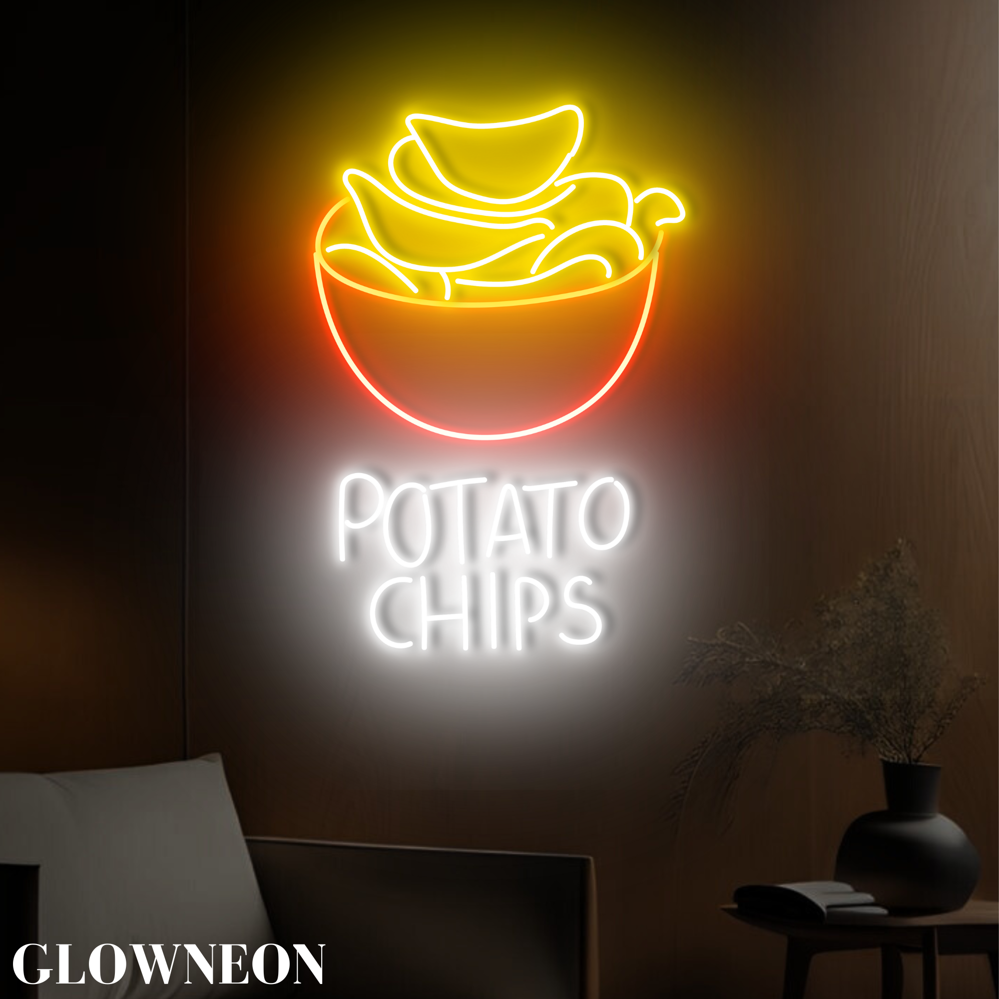 Glow Neon - Wholesale Neon Sign - Potato Chips Neon Decor, Potato Chips Store Wall Led Hanging1