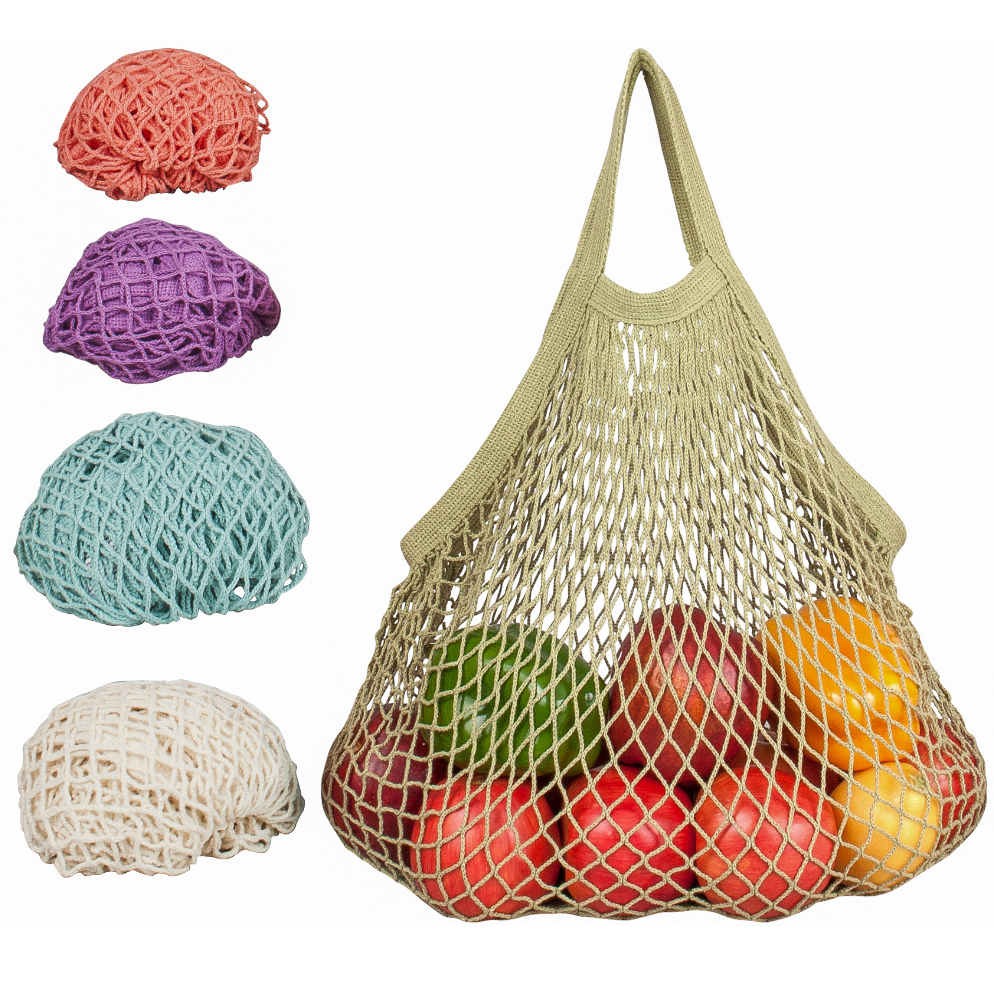 ECOBAGS - Vendita all'ingrosso Borsa per shopping/spesa - Borsa a rete con manico in cotone riciclato - Set assortiti0