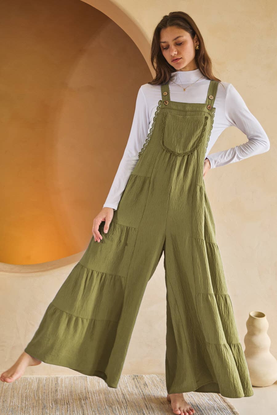 Oddi - Wholesale Jumpsuit - Women's - Solid Airflow Tired Wide Leg Overall Jumpsuit1