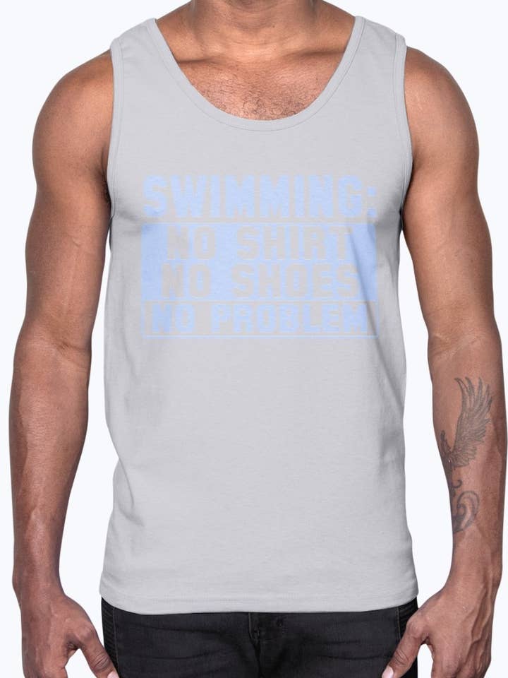 Zwemmen Geen shirt Geen schoenen Geen probleem - Sport - Katoenen tank voor wholesale door tshirt unlimited