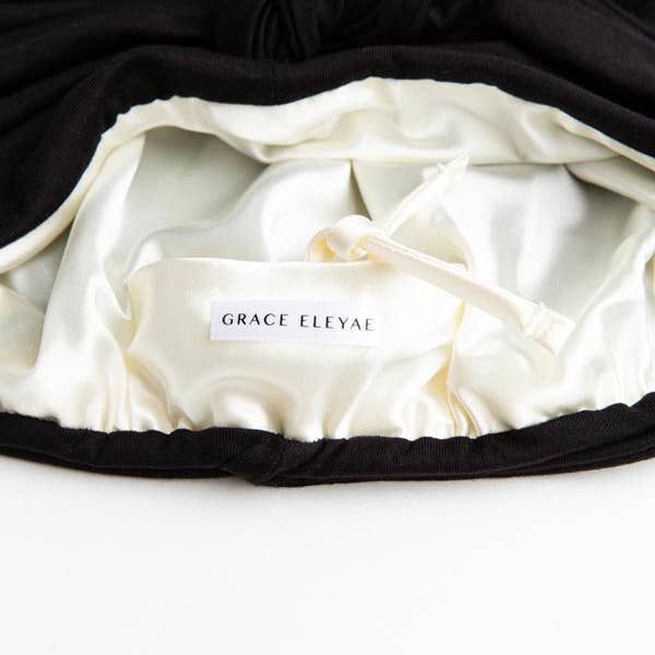 Black Satin-Lined Knot Turban for wholesale on Faire3