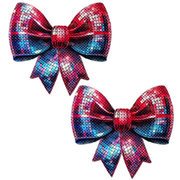 Disco Ball Bow Sparkling Breast Pasties by Pastease for wholesale by Pastease®