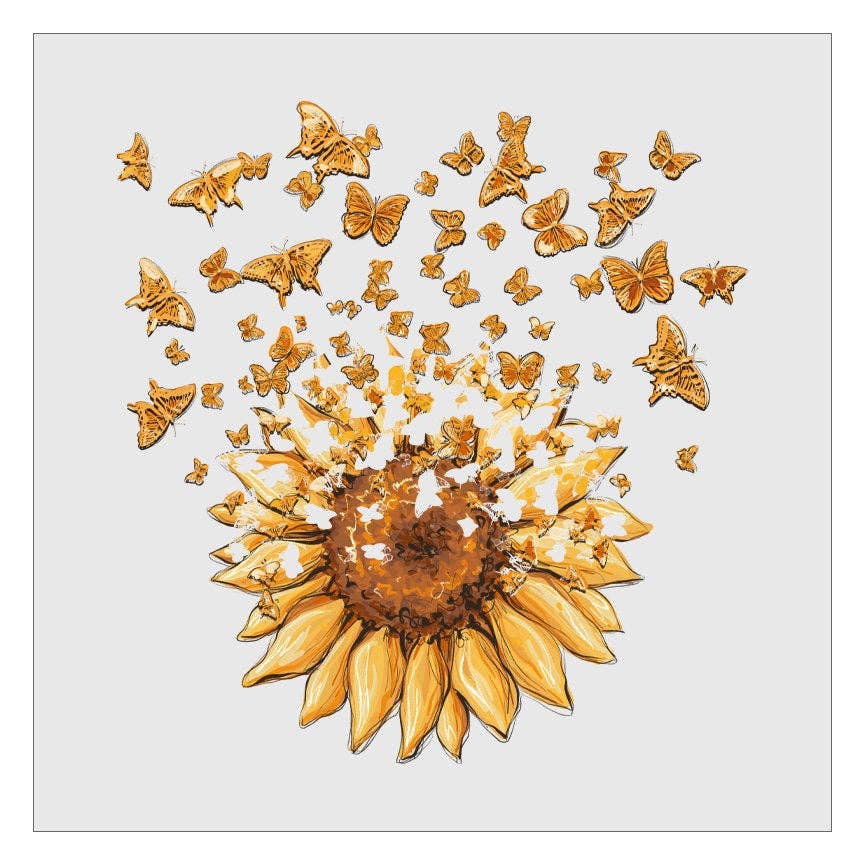 Flawless Transfers - Vendita all'ingrosso Decalcomania a sublimazione - Trasferimento DTF Farfalle di Girasole Pronto per la Stampa0