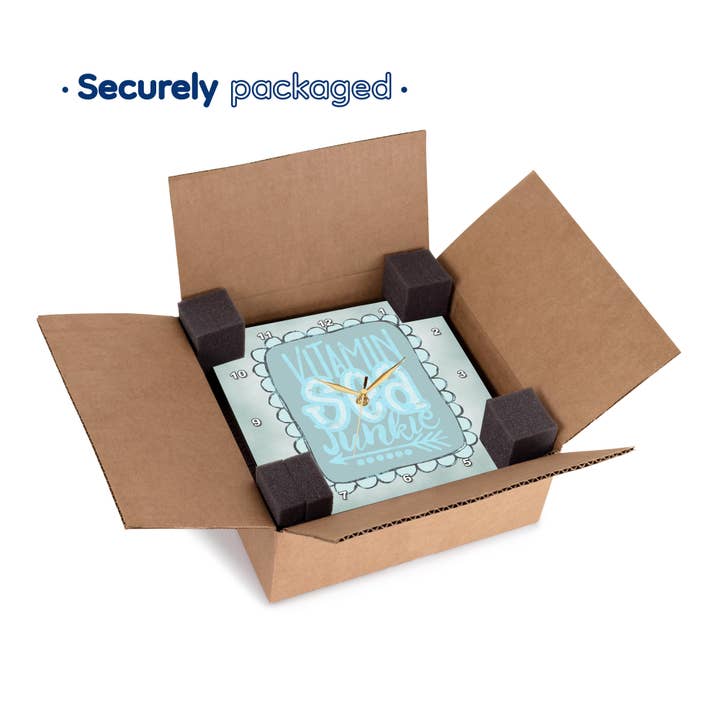 3dRose - Wholesale Wall Clock - 3dRose, Vitamin Sea Junkie Quote In Pastel Blues, Wall Clock5